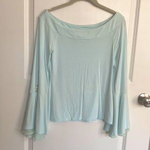 White House Black Market Mint Aqua Bell Sleeve Blouse